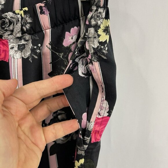 Victoria's Secret Women's Floral Satin Pj Pajama Set Shirt Pants Sz Medium Black - Picture 14 of 15